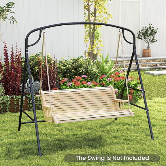 Metal Swing Frame for Porch, Heavy Duty A-Frame Stand with Extra Side Bars, 3-Ring Design, Supports Up to 660 lbs, Outdoor Swing Stand for Lawn Garden Backyard