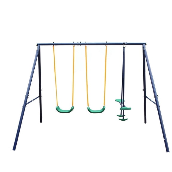 Metal Swing Set Outdoor with Glider for Kids, Toddlers