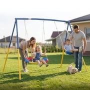 Enyopro 2-in-1 Swing Set for Outdoor with Stand, Kids Swing Heavy Duty 330lbs Metal Backyard Swing Stand for Playground, Backyard Playset