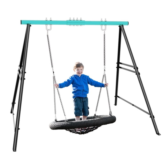 Ntiibcuy A-Frame Metal Powder Coated Heavy-Duty 880 Lbs Swing Stand Set with Extra Side Bars for Backyard
