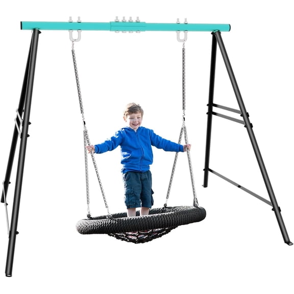 Metal Swing Stand Swing Sets for Backyard,Powder Coated Swing Frame of Swing Set with Extra Side Bars,880 Lbs Heavy-Duty A-Frame Outdoor Swing Fits Swing Chair,Porch Swing (Frame Only)