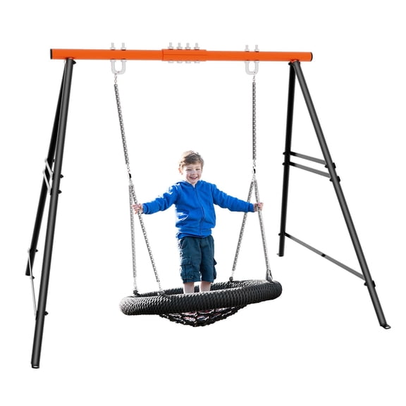 Metal Swing Stand Swing Sets for Backyard,Powder Coated Swing Frame of Swing Set with Extra Side Bars,880 Lbs Heavy-Duty A-Frame Outdoor Swing Fits Swing Chair,Porch Swing