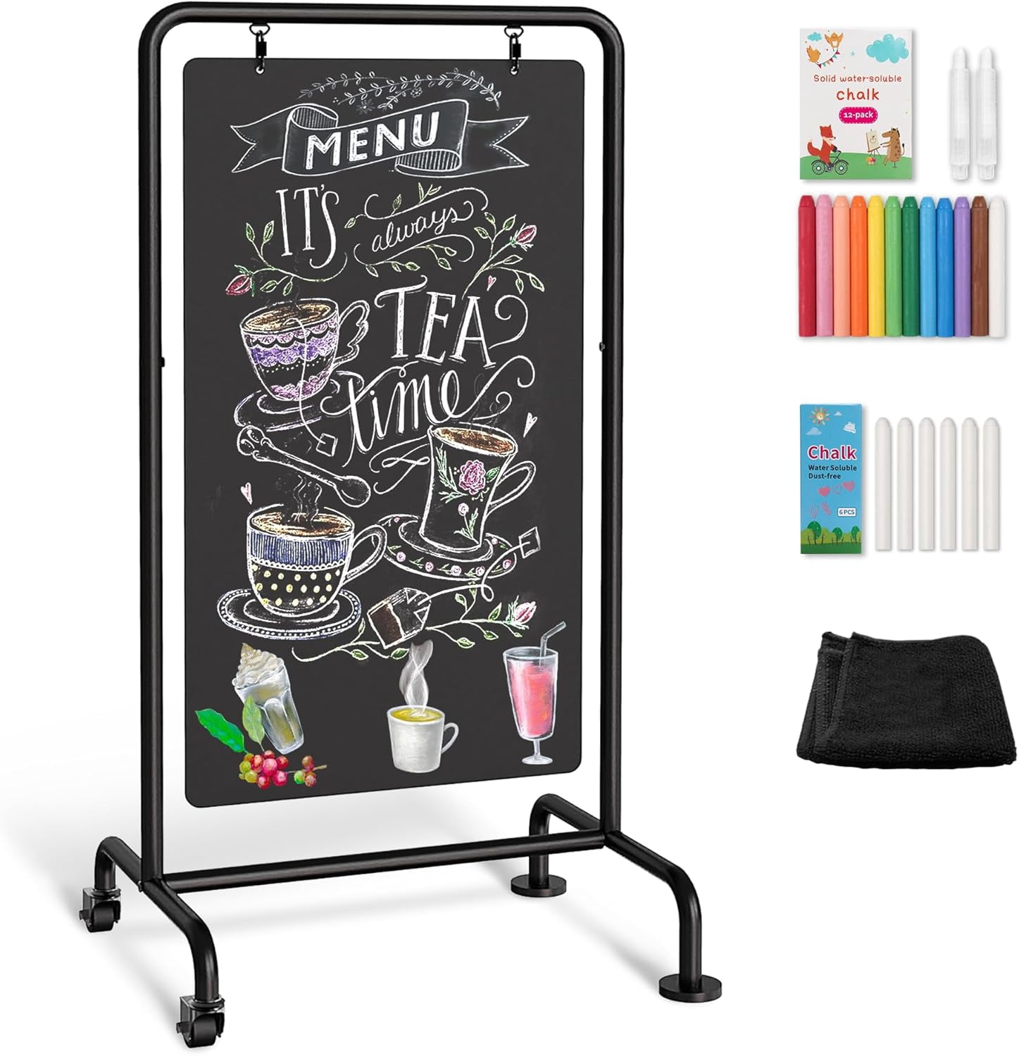 Metal Swinging Chalkboard with Wheels - 40