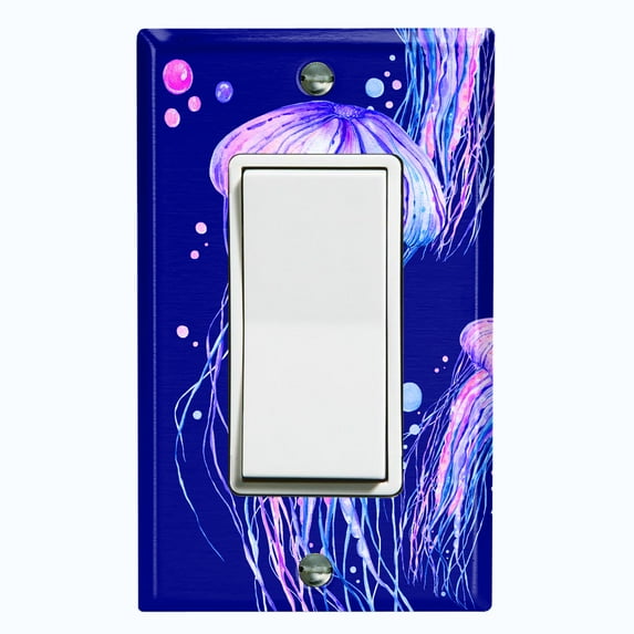 Metal Switch Wall Plate Outlet Cover (Ocean Jellyfish Purple - Single Rocker)