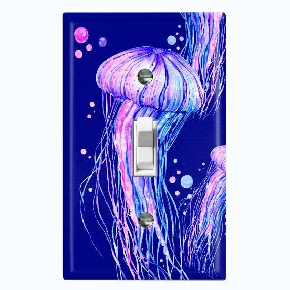 Metal Switch Wall Plate Outlet Cover (Ocean Jellyfish Purple - Single Toggle)
