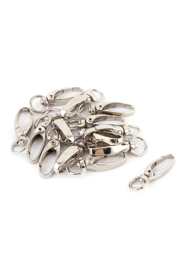 Metal Swivel Lanyard Snap Hook Keychain Claw Clasp Clips Silver Tone 14 Pcs
