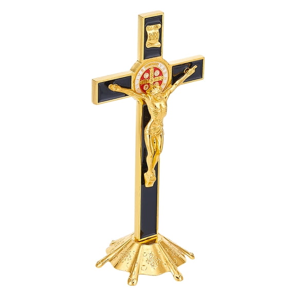 Metal Table Golden Standing Crucifix for Home Displays Table Crucifix Gifts for Home Decor Prayers 3.77"x3.15"x8.11"