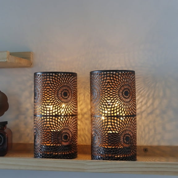 Metal Table Lamps with Edison Style Bulb, Set of 2, 4-Inch 2-Light