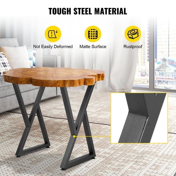 Metal Table Legs,28x18"Desk Legs,Set of 2,Heavy Duty Bench Legs,Z Shape Metal Furniture Legs,Wrought Iron Coffee Table Legs,Home DIY for Dining Table with Rubber Floor Protectors,Mat