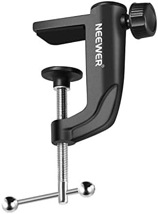 Metal Table Mounting Clamp for Microphone Suspension Boom Scissor Arm Stand Holder with an Adjustable Positioning Screw, Fits up to 1.9inch/5centimeters Desktop Thickness (Black)