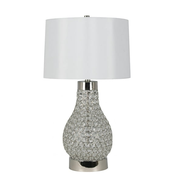 Cooper Ridge Metal 28" Table Lamp with Linen Shade, Plated Nickel (Set of 2)