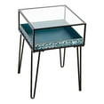 thumbnail image 1 of Metal Table with Glass Top and Teal Metal Planter Dish, 1 of 3