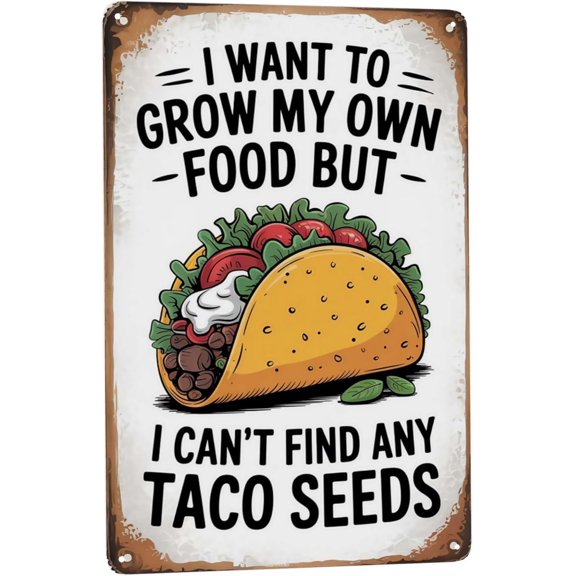 Metal Taco Love Wall Sign Minimalist Text Mexican Kitchen Decor 8x12 Inch Tin Plaque for Dining Rooms Taco Shops Patios Man Caves