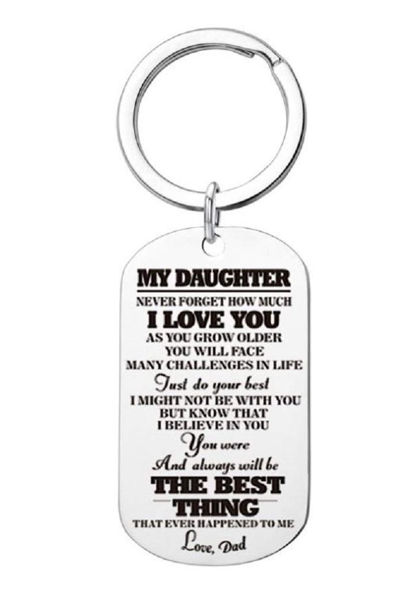 Metal Tag Pendants Keychain Love Words Key-chains Father Mother Love