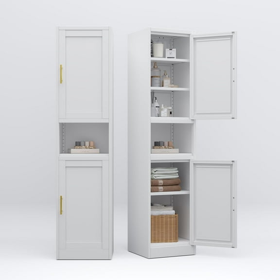 Metal Tall Narrow Kitchen Pantry Cabinet,Tall Bathroom Storage Cabinet,67" High Bathroom Organizers with Doors and Adjustable Shelves for Bathroom, Kitchen,Small Spaces