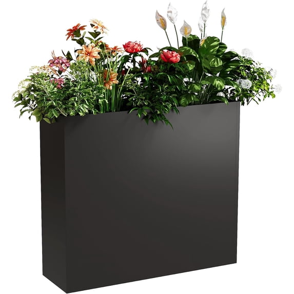 Metal Tall Planter Box 30"Lx12"Wx24"H Adjustable Shelf & Drainage Holes - Steel Indoor/Outdoor