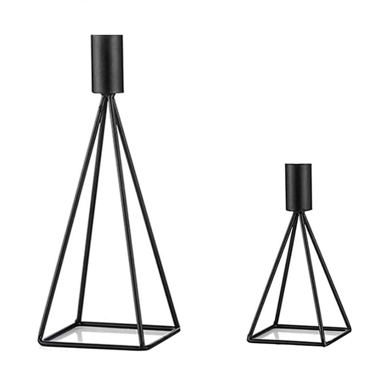 Metal Taper Black Candle Holders 2,Modern Decorative Centerpiece