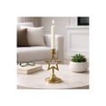 thumbnail image 1 of Star Taper Candle Holder for Table Centerpiece - Boho Metal Candlestick Holder for Living Room, Kitchen, Mantel and Console Decor -  Aluminum Pillar Candle Accent for Bathroom Display - 9", Gold, 1 of 14
