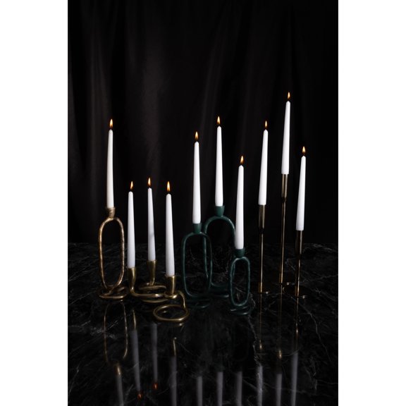 Metal Taper Candle Holder - Tall Glam Iron Candlestick Stand - Elegant Metallic Finish for Home, Office, Bedroom, Living Room Decor - 14" Gold