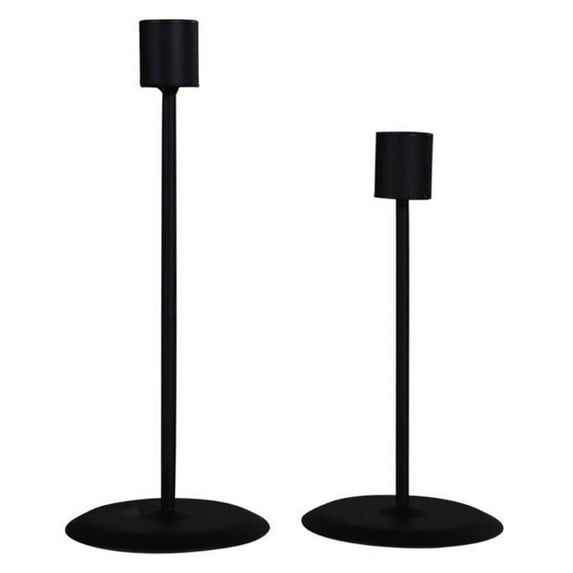 Metal Taper Candle Holders - Black Decor Set of 2