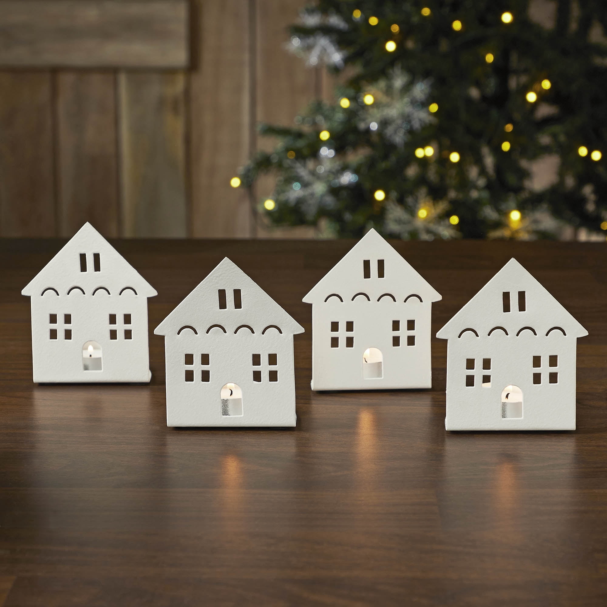 Metal House Tealight Candle Holder (Set of 2)