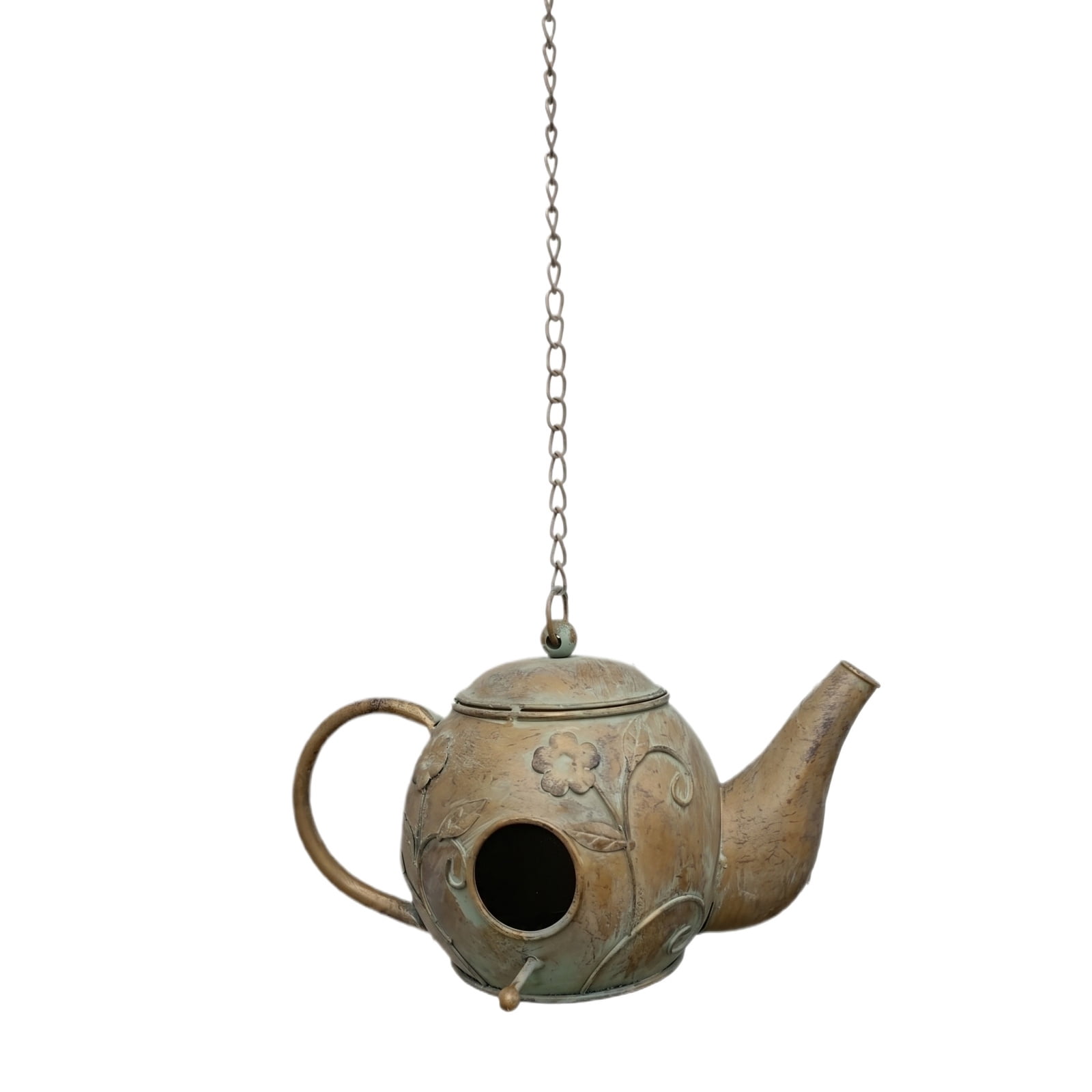 Metal Teapot Hanging Garden Decoration, Creative Iron Art Yard Ornament, Outdoor Decorative Kettle Sculpture, Stylish Wall Accent, A