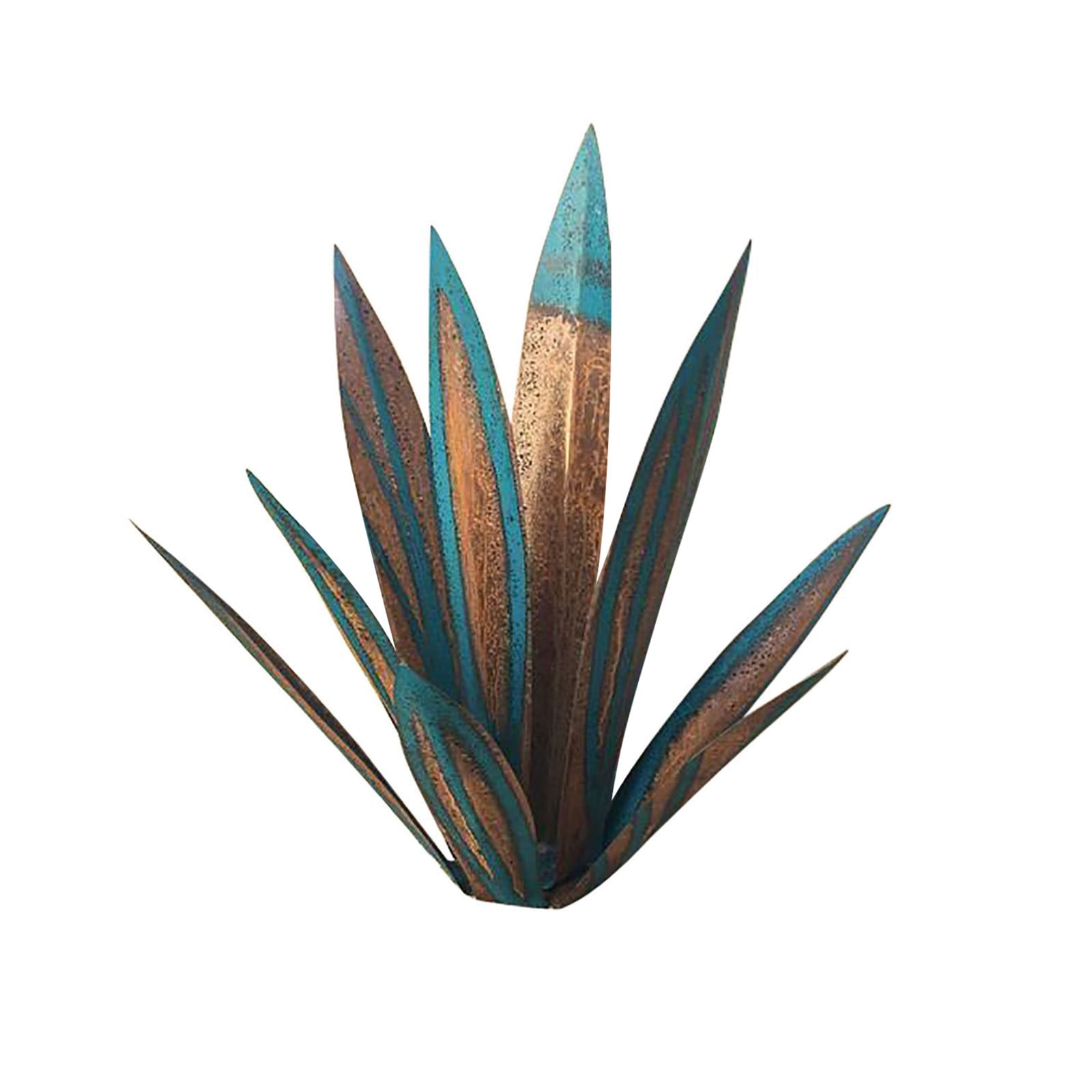 Metal Tequila Sculpture, Rustic Blue Agave Yard Art, 11 Inch DIY Metal Garden Statue for Patio Lawn Home Indoor Outdoor Decoration, 9 Leaves Handmade Ornament