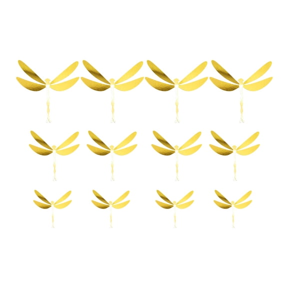 Metal Texture 3D Hollow Dragonfly Wall Stickers Paper Material Mirror Effect Silver Gold Rose Gold Home Wedding Kids Room Decor