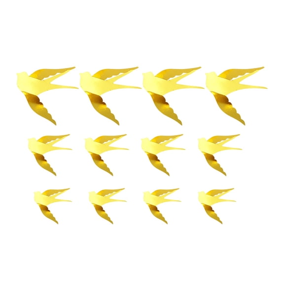 Metal Texture 3D Hollow Swallow Wall Stickers Paper Material Mirror Effect Silver Gold Rose Gold Home Wedding Kids Room Decor
