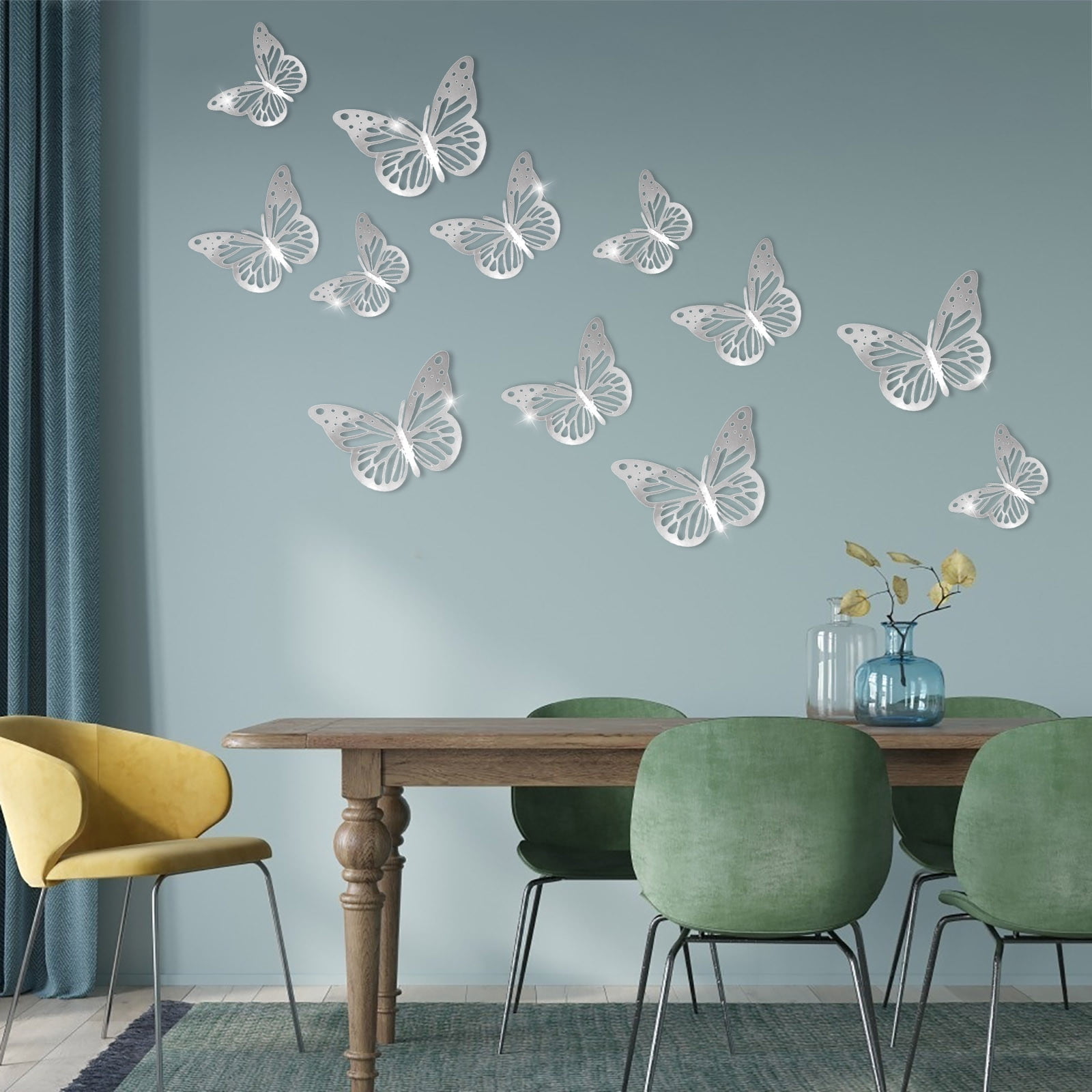 Metal Texture 3D Stereoscopic Hollow Wall Stickers 12 Pcs Dorm Room