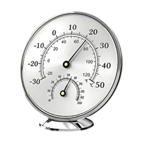 Metal Thermometer Hygrometer,Standing Round Indoor Climate Monitor for Living Room Humidity Tracking