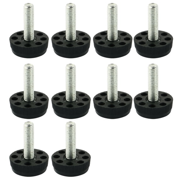 Metal Threaded Rod Round Plastic Base Leveling Foot 8mmx30mmx28mm 10 Pcs