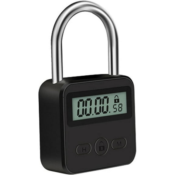ABCISI Metal Timer Lock, 99 Hours Max Timing Lock, USB Rechargeable Timer Padlock with LCD Display, Multi-Function Micro Electronic Timer Lock, Heavy Duty Metal Time Out Padlock(Black)