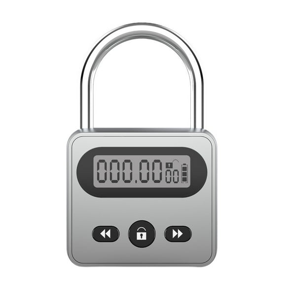 Metal Timer Lock, 999 Hours Max Timing Lock, USB Rechargeable Timer Padlock with LCD Display, Multi-Function Micro Electronic Timer Lock, Heavy Duty Metal Time Out Padlock(Gray)