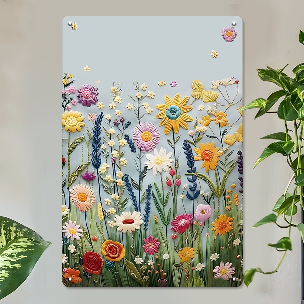 Metal Tin Art Brush Flower High Quality Affordable Home Decor Wall