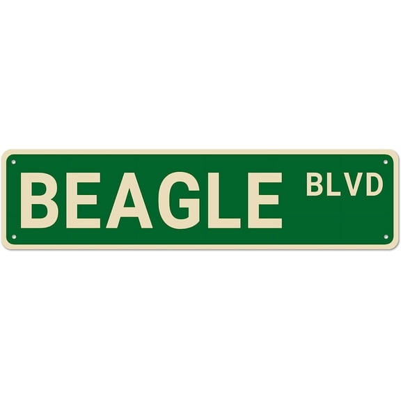 Metal Tin BEAGLE BLVD Funny Vintage Retro for Bedroom, Kitchen, Garden Wall, Bab Club, Coffee - Hanging Home Decor 4" x 16"