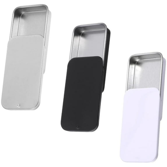 Metal Tin Box, 3 Pcs Mini Slide Top Tin Containers, Rectangular Empty Hinged Tins, Portable Box Containers, Home Organizer for Jewelry Crafts Candy Gift Card Holder,2 x 1 x 0.4 in