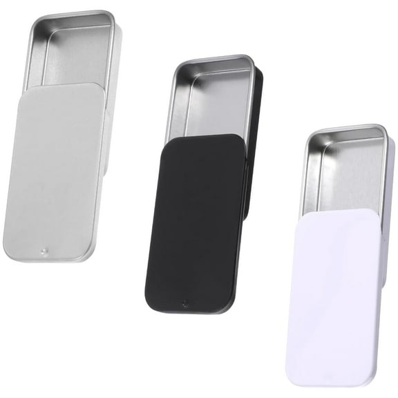 Metal Tin Box, 3 Pcs Mini Slide Top Tin Containers, Rectangular Empty Hinged Tins, Portable Box Containers, Home Organizer for Jewelry Crafts Candy Gift Card Holder,2 x 1 x 0.4 in