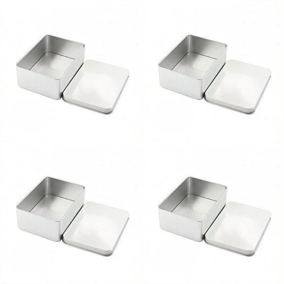 Metal Box with Clear Lid Window, 4.21 x 2.83 x 1.18 Inch Rectangular Storage Box, Portable Metal Container for Home Organizer Crafts Gifts Keys 4 Pcs
