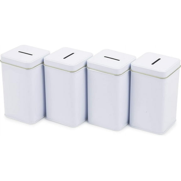 Metal Tin Charity Donation Box Tip Container Coin Collection Box Ticket Box Square shaped 5" H x 3" W x 3" D with slot on removable cover10 Pack White