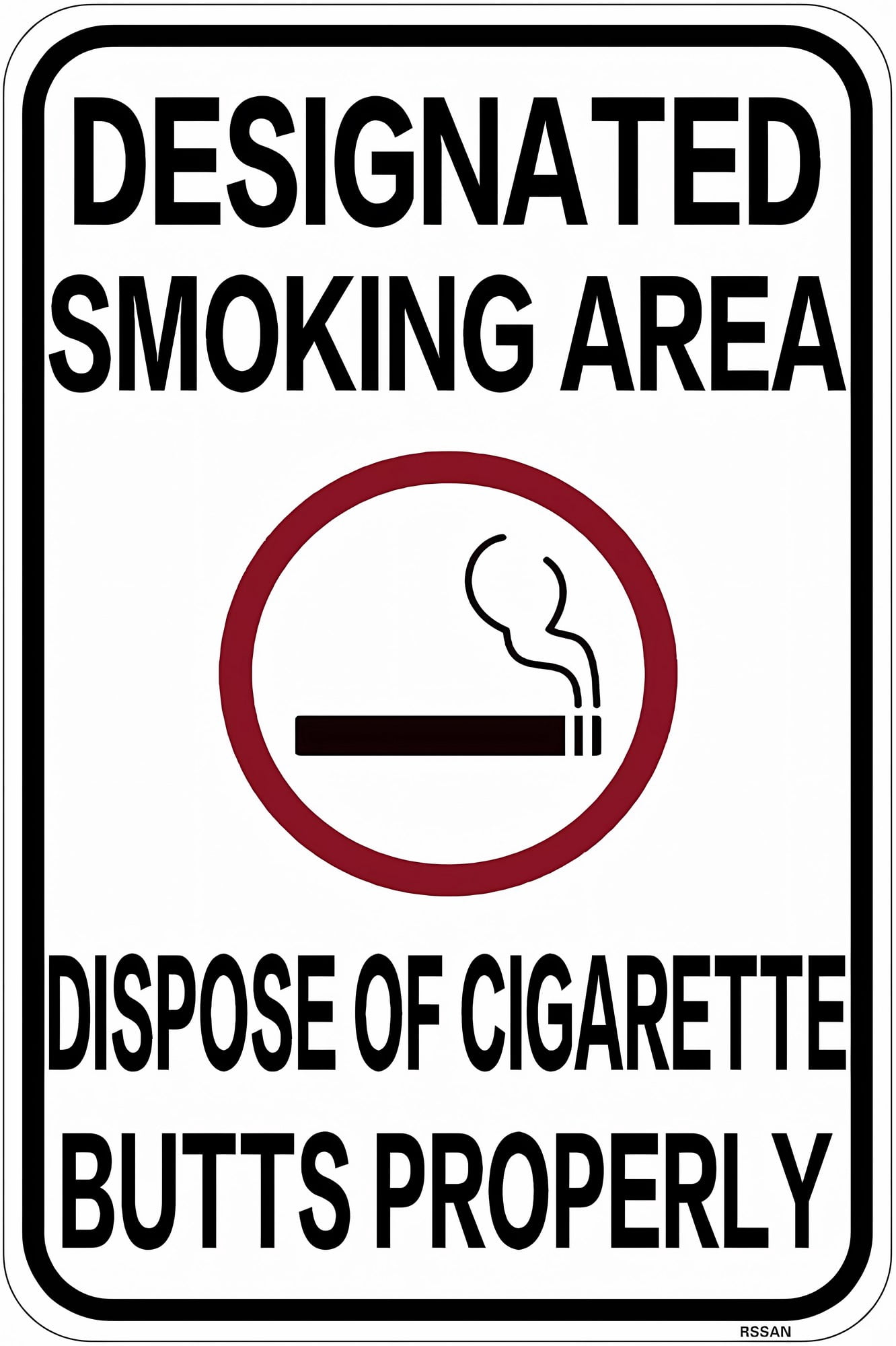 Metal Tin Designated Smoking Area Warning Sign - 8"x12", Industry Yard ...