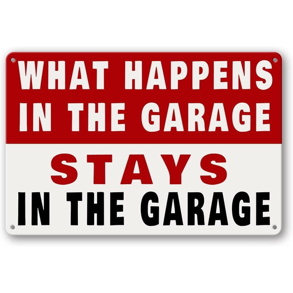 Metal Tin Garage Sign Man Cave Wall Decor For Men What Happens In The Garage Stays In The Garage Signs Funny Room Accessories Home Decorations Bar Signs Garage Rules Garage Stuff Gifts 12 X 8 Inch