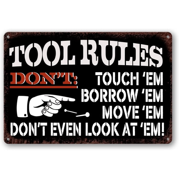 Metal Tin Garage Sign Tool Rules Signs Garage Wall Decor Garage Shop Decorations For Men My Room Tools Rules Sign Man Cave Signs Vintage Garage Decoration Coffee Bar Sign Gifts 12x8 Inch