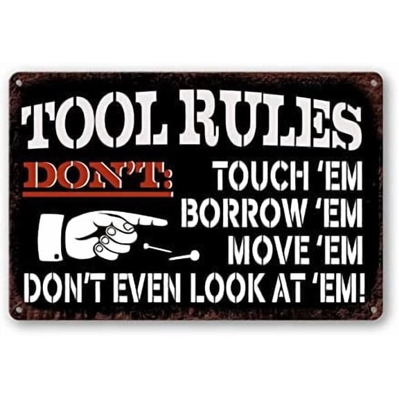 Metal Tin Garage Sign Tool Rules Signs Garage Wall Decor Garage Shop Decorations For Men My Room Tools Rules Sign Man Cave Signs Vintage Garage Decoration Coffee Bar Sign Gifts 12x8 Inch