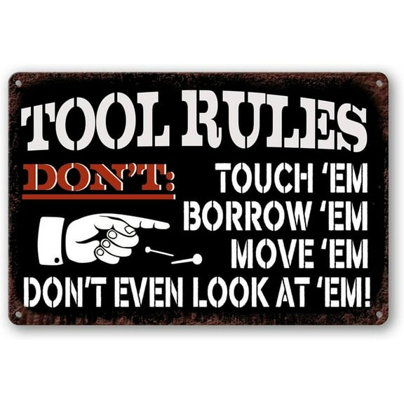 Metal Tin Garage Sign Tool Rules Signs Garage Wall Decor Garage Shop Decorations For Men My Room Tools Rules Sign Man Cave Signs Vintage Garage Decoration Coffee Bar Sign Gifts 12x8 Inch
