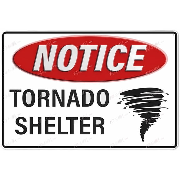 Metal Tin Notice Tornado Shelter Sign - 8"x12" Acrylic Safety Warning Sign, Indoor Outdoor Use for School, Office, Community Building