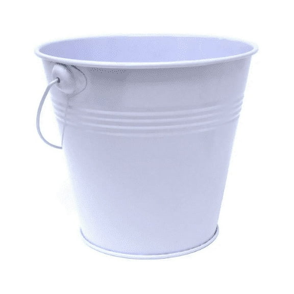 Metal Tin Pail Bucket With Handle, 5-inch, Light Lavender