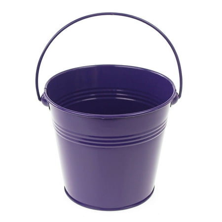 Metal Tin Pail Bucket with Handle, 5-Inch, Purple