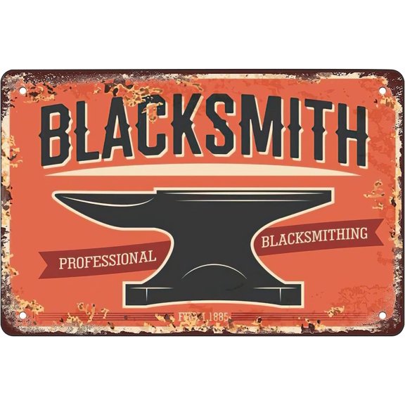 Metal Tin Retro Sign Blacksmith Forge Craftsman Workshop Rusty Plate Vintage Tin Sign Poster Vintage Metal Signs for Bar Music Club Man Cave Room Wall Decor 8x12 Inch