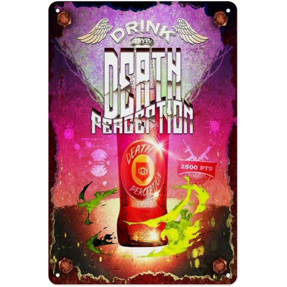 Metal Tin Sign 12 X 8 Inch - Death Perception - Poster Metal Plaque, For Cafe, Bar, Home Wall Decor